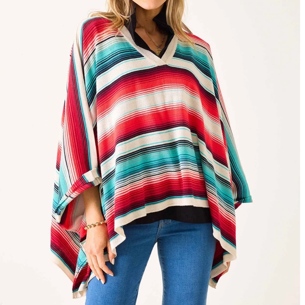 MERSEA Avalon Poncho in San Miguel Stripe- OS